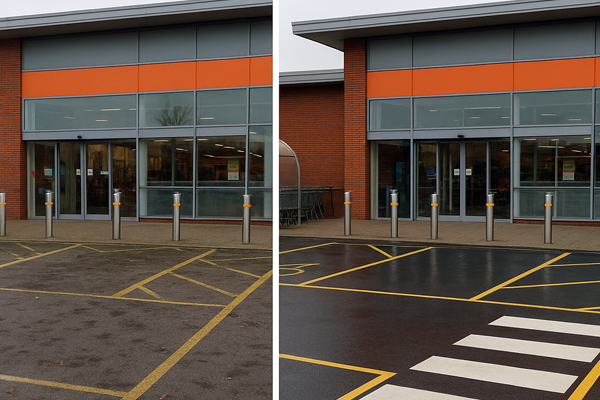 Car park cleaning in Deal with hot-water jet washing, gum removal and oil stain treatment
