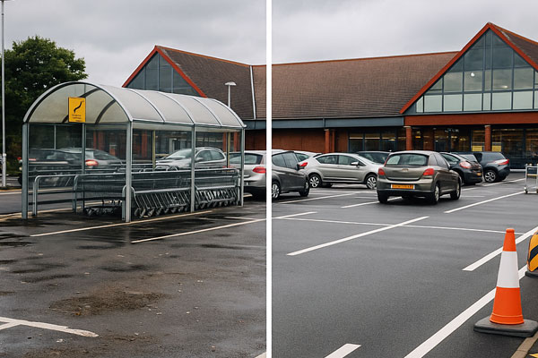 Car park cleaning in Loanhead using compliant methods and careful traffic management