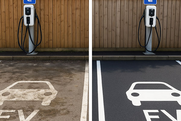 Results after car park cleaning in Loanhead following degreasing and hot-water washing